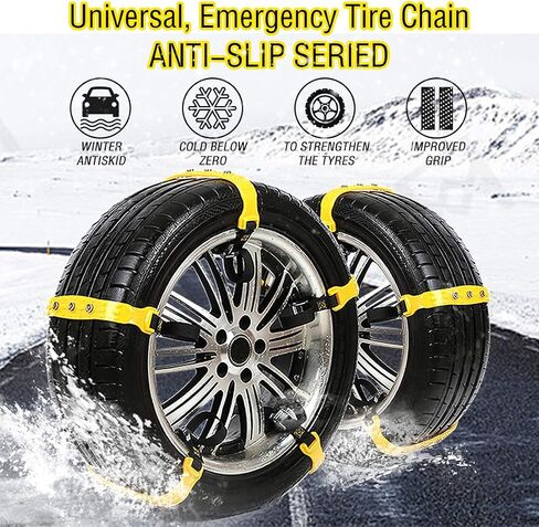 Snow Chains, Snow Tire Chains Car Anti Slip Adjustable Anti-Skid Chains Car Tire Snow Chains for Car/SUV 10Pcs (Yellow-1) Truck Width 7.3"-11.7"(185mm-295mm) in Saudi Arabia