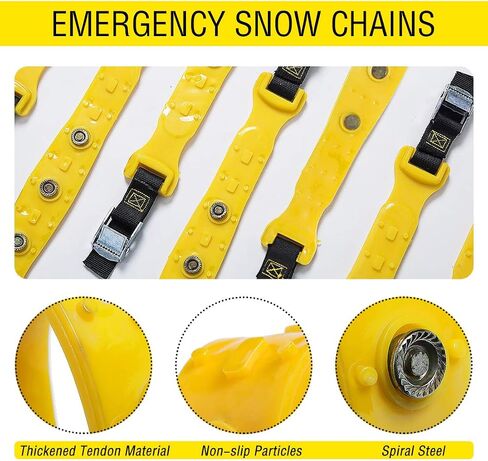 Snow Chains, Snow Tire Chains Car Anti Slip Adjustable Anti-Skid Chains Car Tire Snow Chains for Car/SUV 10Pcs (Yellow-1) Truck Width 7.3"-11.7"(185mm-295mm) in Saudi Arabia