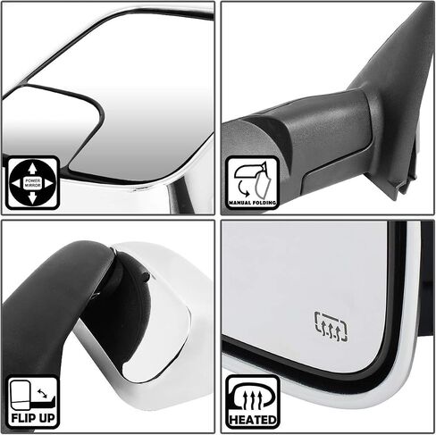 DNA Motoring TWM-012-T222-BK Pair of Manual Adjustment Flip Up Towing Side Mirrors Compatible With 02-08 Ram 1500/03-09 Ram 2500 3500, Black in Saudi Arabia