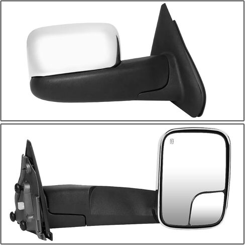 DNA Motoring TWM-012-T222-BK Pair of Manual Adjustment Flip Up Towing Side Mirrors Compatible With 02-08 Ram 1500/03-09 Ram 2500 3500, Black in Saudi Arabia