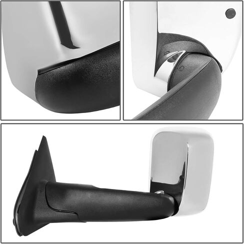 DNA Motoring TWM-012-T222-BK Pair of Manual Adjustment Flip Up Towing Side Mirrors Compatible With 02-08 Ram 1500/03-09 Ram 2500 3500, Black in Saudi Arabia