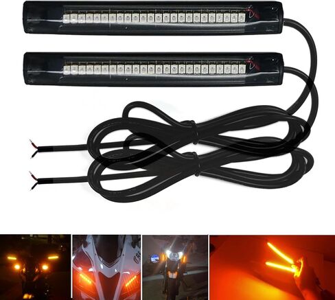 2Pcs 10CM Amber led Strip Motorcycle Turn Signal Lights,Universal Front Rear Indicator Blinker Tail Light Bars with 24LED 12V for Motorcycle Trailer ATV UTV SUV Golf Cart in Saudi Arabia