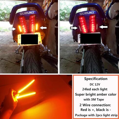 2Pcs 10CM Amber led Strip Motorcycle Turn Signal Lights,Universal Front Rear Indicator Blinker Tail Light Bars with 24LED 12V for Motorcycle Trailer ATV UTV SUV Golf Cart in Saudi Arabia