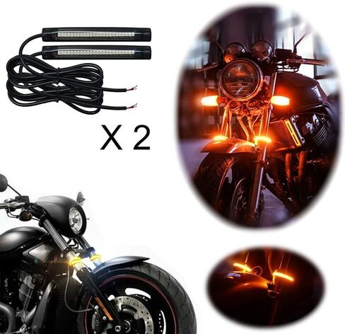 2Pcs 10CM Amber led Strip Motorcycle Turn Signal Lights,Universal Front Rear Indicator Blinker Tail Light Bars with 24LED 12V for Motorcycle Trailer ATV UTV SUV Golf Cart in Saudi Arabia
