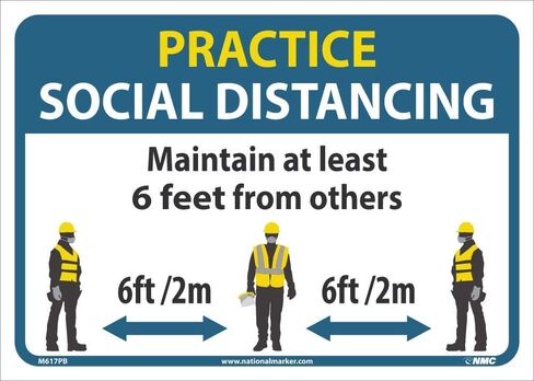 NMC M619AB Practice Social DISTANCING Construction Sign, 10 X 14 X 0.04, Aluminum .040 in Saudi Arabia