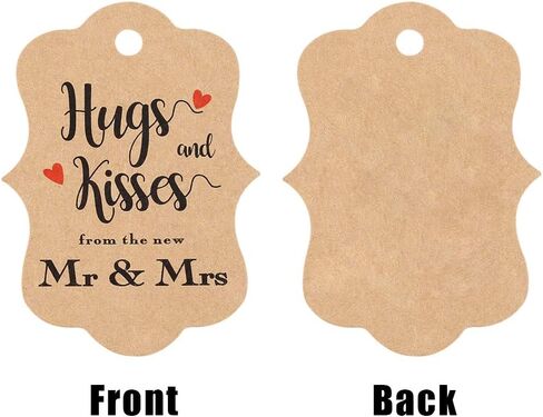 100 قطعة من بطاقات هدايا الزفاف من jijAcraft، بطاقات هدايا من ورق الكرافت مع سلسلة، عناق وقبلات بنية مخصصة من علامات تغليف هدايا السيد والسيدة الجديدة لحفلات الزفاف، وحفلات الزفاف، والذكرى السنوية in Kuwait