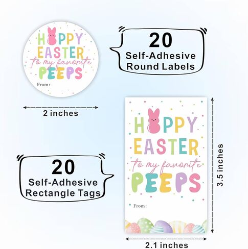 Happy Easter Sticker Kit - A Little Treat for Some Bunny Sweet - 20 Round Sealing Label & 20 Gift Tags - Adhesive Gift Wrapping Sticker Set for Kids, Teacher, Party Favor & Decorations - A10 in Kuwait
