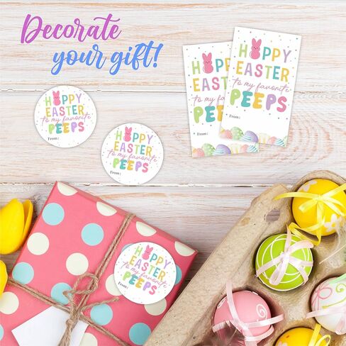 Happy Easter Sticker Kit - A Little Treat for Some Bunny Sweet - 20 Round Sealing Label & 20 Gift Tags - Adhesive Gift Wrapping Sticker Set for Kids, Teacher, Party Favor & Decorations - A10 in Kuwait