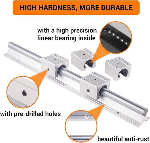 CNCYEAH Linear Rail SBR20 1000mm 2PCS Linear Rail Guide with 4 PCS SBR20UU Square Type Carriage Bearing Blocks Linear Rails and Bearings Kit for DIY CNC Routers Lathes Mills Automated Machines in Saudi Arabia