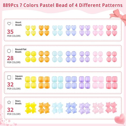 مجموعة صنع أساور الخرز، 996 قطعة من أساور الصداقة المصنوعة من الأكريليك DIY مجموعة أدوات صنع المجوهرات للفتيات البالغات، بما في ذلك ملقط على شكل نجمة مربعة مستديرة على شكل قلب ولوحة خرز وخيوط مرنة in Kuwait