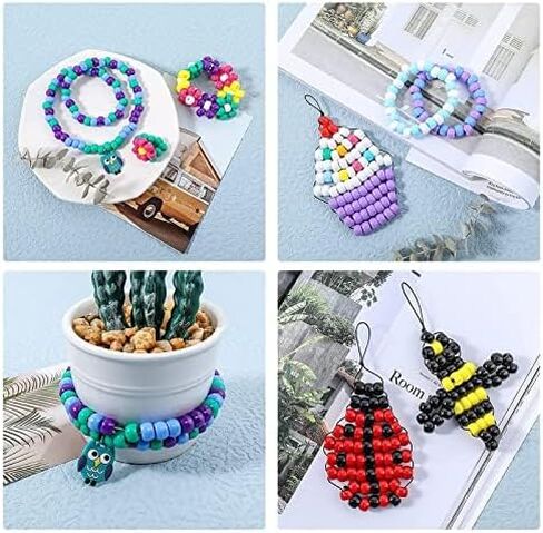 طقم خرز المهر، 3000 قطعة 9 ملم طقم خرز المهر في 18 لونًا مع خرز الحروف، خرز الحب وسلسلة مرنة لتضفير الشعر DIY سوار قلادة سلسلة مفاتيح وصناعة المجوهرات in Kuwait