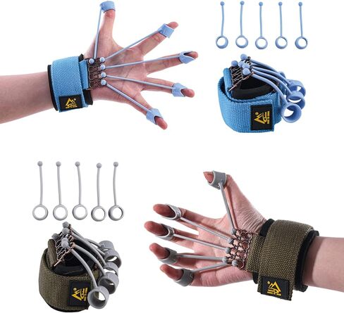 Suertree جهاز تمرين الأصابع 20 رطل + 40 رطل، مقوي لليد، شريط مقاومة للأصابع، جهاز تمديد إصبع الجيتار، معدات اليوجا اليدوية، مقوي موسع للأصابع لمقاومة الإصبع، وإعادة تأهيل التمدد in Kuwait