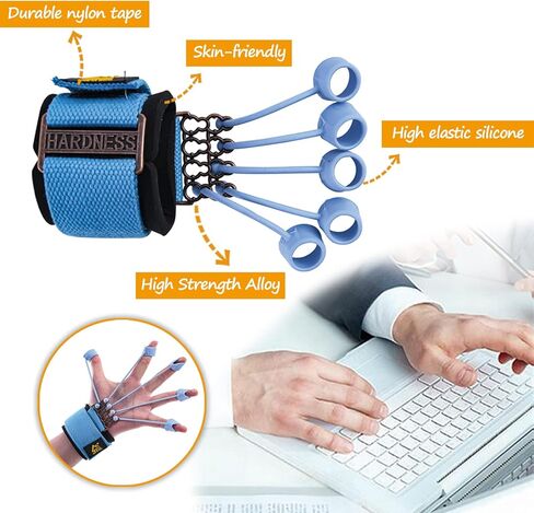 Suertree جهاز تمرين الأصابع 20 رطل + 40 رطل، مقوي لليد، شريط مقاومة للأصابع، جهاز تمديد إصبع الجيتار، معدات اليوجا اليدوية، مقوي موسع للأصابع لمقاومة الإصبع، وإعادة تأهيل التمدد in Kuwait