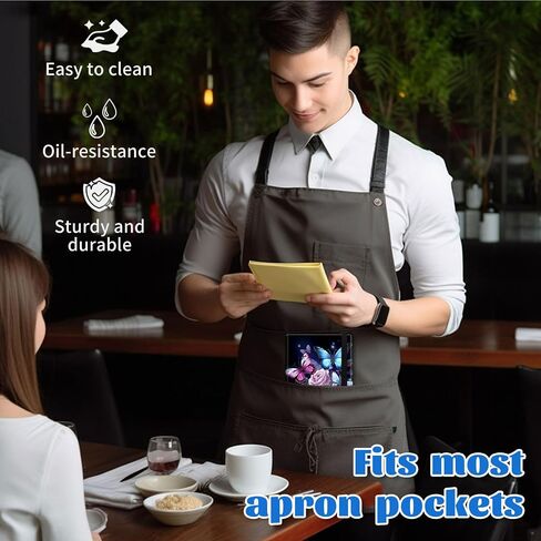 كتاب خادم للنادلة، كتب النادل من جلد البولي يوريثان مقاس 5x9 بوصة، منظم فحص ضيوف المطعم ومحفظة خادم جيب كبيرة الحجم بسحاب لمئزر النادلة، الطائر الطنان in Saudi Arabia