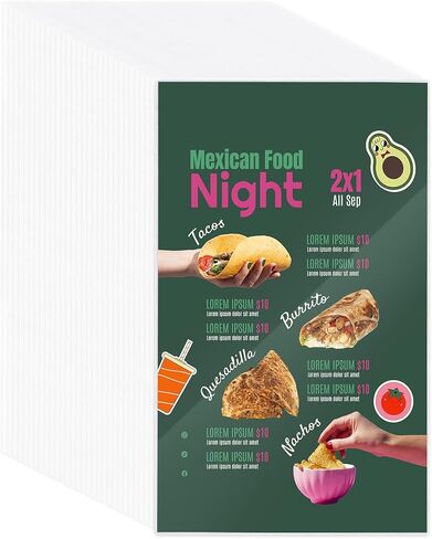 WeChef 8.5 بوصة × 14 بوصة غطاء قائمة من الفينيل الشفاف مزدوج الجوانب 2 عرض حامل قائمة بلاستيكي تحميل علوي للمطاعم والمقهى 30 حزمة in Kuwait