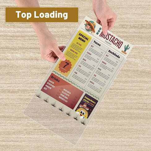 WeChef 8.5 بوصة × 14 بوصة غطاء قائمة من الفينيل الشفاف مزدوج الجوانب 2 عرض حامل قائمة بلاستيكي تحميل علوي للمطاعم والمقهى 30 حزمة in Kuwait
