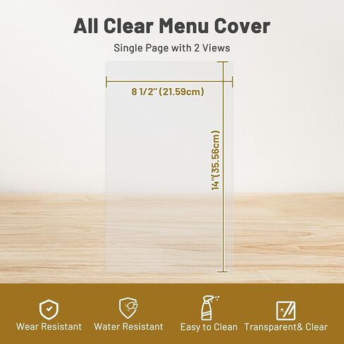 WeChef 8.5 بوصة × 14 بوصة غطاء قائمة من الفينيل الشفاف مزدوج الجوانب 2 عرض حامل قائمة بلاستيكي تحميل علوي للمطاعم والمقهى 30 حزمة in Kuwait
