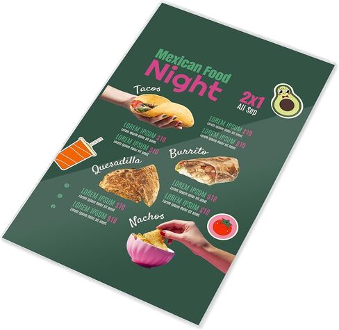 WeChef 8.5 بوصة × 14 بوصة غطاء قائمة من الفينيل الشفاف مزدوج الجوانب 2 عرض حامل قائمة بلاستيكي تحميل علوي للمطاعم والمقهى 30 حزمة in Kuwait