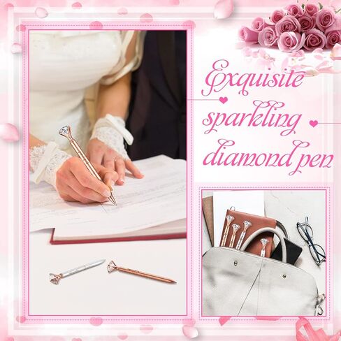 Yexiya الزفاف دش الأقلام الأقلام الماس الزفاف الكريستال أقلام بسعادة من أي وقت مضى بعد الأقلام بلينغ المعادن الحبر الأسود أقلام الحبر الوردي الأقلام الذهبية لاستحمام الزفاف النساء الفتيات هدية مكتب العرض (24 جهاز كمبيوتر شخصى) in Kuwait