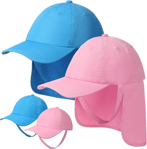 2 Pcs Kids Summer Sun Hat with Neck Flap for Girl Boy Toddler Beach Baseball Hat UPF Protection for Baby 2-6t in Saudi Arabia