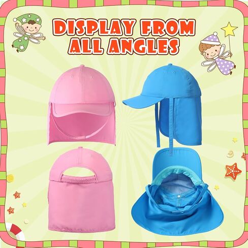 2 Pcs Kids Summer Sun Hat with Neck Flap for Girl Boy Toddler Beach Baseball Hat UPF Protection for Baby 2-6t in Saudi Arabia