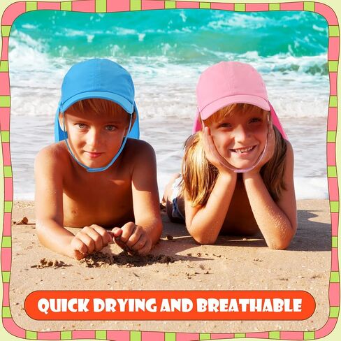 2 Pcs Kids Summer Sun Hat with Neck Flap for Girl Boy Toddler Beach Baseball Hat UPF Protection for Baby 2-6t in Saudi Arabia