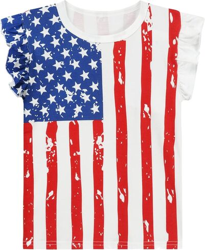 Patriotic T-Shirts Toddler Girls 4th of July Shirts Summer Tees Kids American Flag Tops in Saudi Arabia