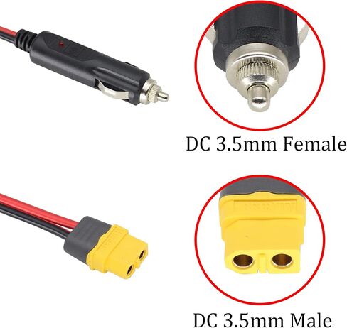 XT60 إلى ولاعة السجائر محول Cable16AWG XT60 أنثى إلى ولاعة السجائر الذكور كابل شحن لجهاز XT60 جاك بطارية شحن جهاز سيارة قارب RV الطائرة بدون طيار. [1 م/3.3 قدم/f](xt60) in Saudi Arabia