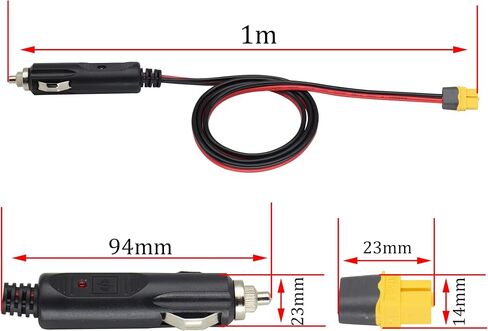 XT60 إلى ولاعة السجائر محول Cable16AWG XT60 أنثى إلى ولاعة السجائر الذكور كابل شحن لجهاز XT60 جاك بطارية شحن جهاز سيارة قارب RV الطائرة بدون طيار. [1 م/3.3 قدم/f](xt60) in Saudi Arabia