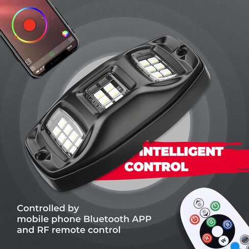 KEMIMOTO 8 Pods Rock Lights Kits لـ UTV مع التحكم في APP/RF، وضع الموسيقى متعدد الألوان، إضاءة النيون تحت التوهج لشاحنة ATV، أضواء الصخور LED المتوافقة مع Polaris RZR Can-Am X3 Sportsman in Saudi Arabia