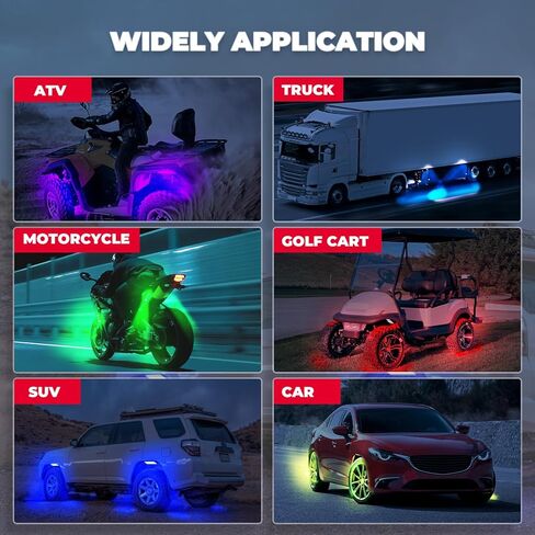 KEMIMOTO 8 Pods Rock Lights Kits لـ UTV مع التحكم في APP/RF، وضع الموسيقى متعدد الألوان، إضاءة النيون تحت التوهج لشاحنة ATV، أضواء الصخور LED المتوافقة مع Polaris RZR Can-Am X3 Sportsman in Saudi Arabia