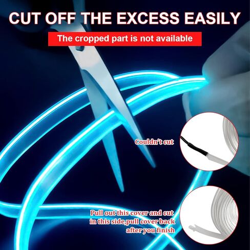 EL Wire Car Interior LED Strip Lights, 16FT Neon Light with Sewing Edge for Auto Cigarette Lighter, Electroluminescent Ambient Lighting Kits with Fuse Protection, Car Decoration Accessories (Blue) in Kuwait