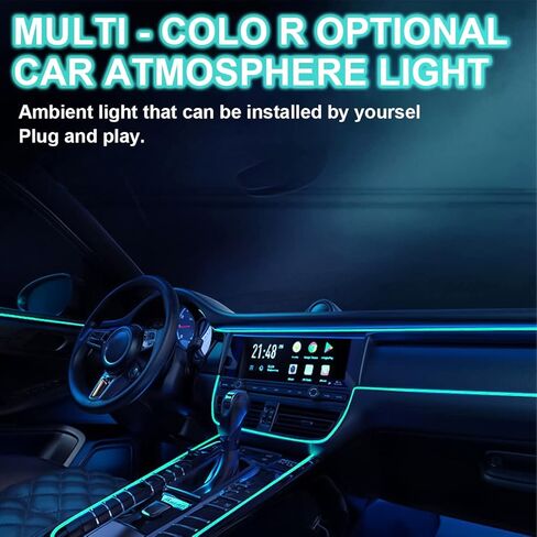 EL Wire Car Interior LED Strip Lights, 16FT Neon Light with Sewing Edge for Auto Cigarette Lighter, Electroluminescent Ambient Lighting Kits with Fuse Protection, Car Decoration Accessories (Blue) in Kuwait