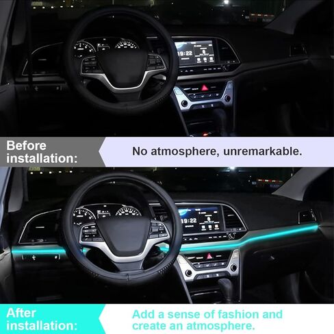 EL Wire Car Interior LED Strip Lights, 16FT Neon Light with Sewing Edge for Auto Cigarette Lighter, Electroluminescent Ambient Lighting Kits with Fuse Protection, Car Decoration Accessories (Blue) in Kuwait