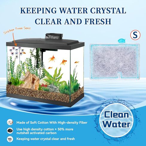 10 عبوات من خراطيش مرشحات حوض السمك الصغيرة لفلتر الطاقة الداخلي E مقاس 10 و1/2.5/5 جالون مرشحات حوض السمك الصغيرة مع ملصق مجاني in Kuwait