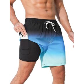 SILKWORLD Mens Swimming Trunks with Compression Liner Quick Dry 5 inch Swim Shorts with Zipper Pockets in Saudi Arabia
