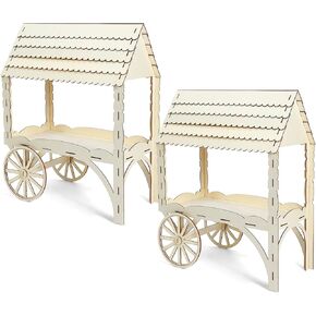 1 PCS عربة حلوى خشبية مع عجلات للحفلات الحزب الخشبية الطاولة معروضة عرض لحفلات الزفاف أعياد الميلاد زخرفة الحفلات ، 25 "× 20.5" × 9.75 " in Kuwait