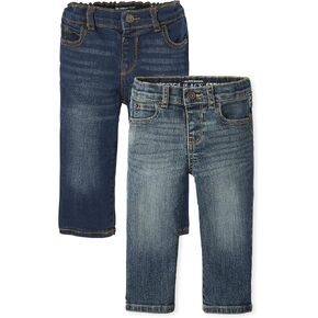 The Children's Place Baby Boys and Toddler Boys Basic Straight Leg Jeans, Carbon Wash/Dk Juptier, 9-12 MONTHS in Kuwait