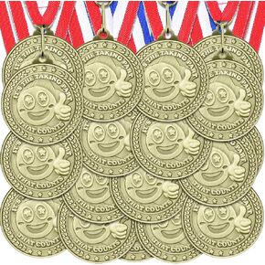 12 PCS ميدالية جائزة المشاركين مع شريط الرقبة 2 بوصة ميداليات المشاركة المعدنية الكأس للبالغين بطولات المنافسة الرياضية الحدث جائزة الحفلات ديكور in Kuwait