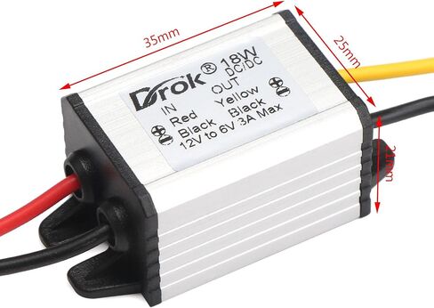 DROK 12v to 3.7v Buck Converter, DC 8-35V to 3.7V 3A 11W Voltage Regulator Board Power Supply Module, 5V 6V 9V 12V 24V Waterproof Car Volt Step Down Buck Converter in Saudi Arabia