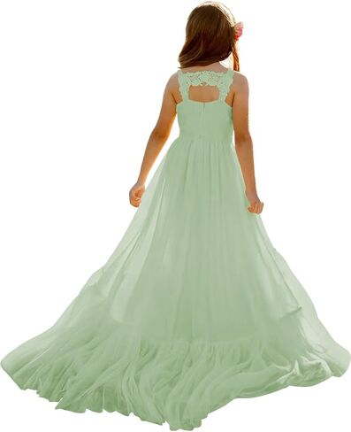 MCieloLuna Boho Flower Girl Dress for Wedding 2025 Floor Length Elegant Lace Applique First Communion Dresses in Kuwait