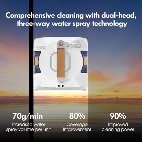Window Cleaning Robot, Automatic Window Cleaner Robot Double-Sided Spray Water, 3500Pa Suction Power, 110ml Tank, Intelligent Path Planning, 4 Cleaning Modes (YW703-White) in Saudi Arabia