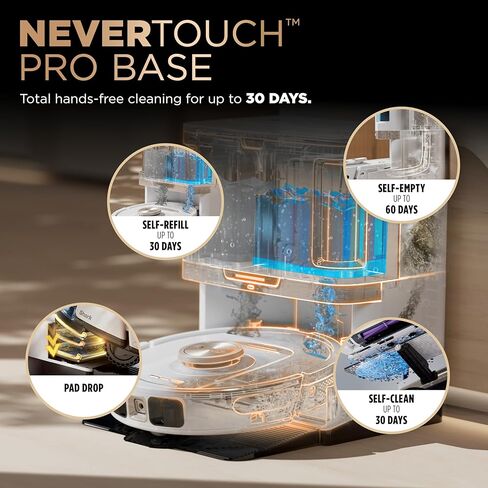 Shark Robot Vacuum & MOP ، PowerDetect Nevertouch Pro ، الفارغة الذاتية ، والتعويض عن الذات مع سعة حطام وسدة ذاتية ، و 60 يومًا ، وخزان إعادة ملء لمدة 30 يومًا ، و 5 تقنيات PowerDetect ، و AV2800 (متجدد) (متجدد) in Saudi Arabia