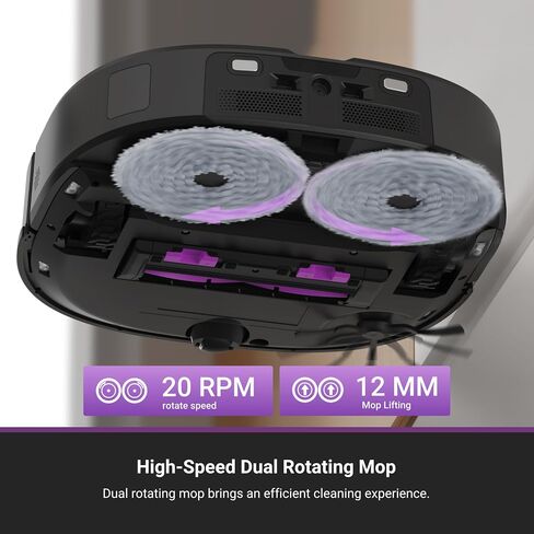 Eureka E20 Plus Robot Vacuum and Mop Combo, Robot Vacuum Cleaner with Bagless Self Emptying Station, 45-Day Capacity 8000Pa Suction and Anti Hair-Tangling Brush App Control LiDAR Navigation in Saudi Arabia