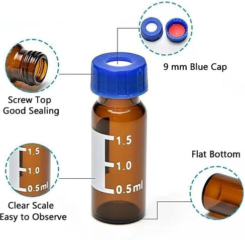 قوارير 2ml Autosampler ، 9-425 قوارير HPLC مع غطاء المسمار ، PTFE البيضاء و SINGEN in Kuwait