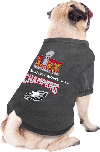 NFL 2025 Super Bowl Lix Championship Pet Tee Tee ، Tee Pet Sporty Tee ، حجم كبير. Kansas City Chiefs vs Philadelphia Eagles NFL Champ Dog T-Shirt. قميص فوز NFL المرخص للكلاب والقطط in Kuwait