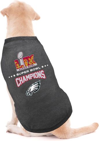 NFL 2025 Super Bowl Lix Championship Pet Tee Tee ، Tee Pet Sporty Tee ، حجم كبير. Kansas City Chiefs vs Philadelphia Eagles NFL Champ Dog T-Shirt. قميص فوز NFL المرخص للكلاب والقطط in Kuwait