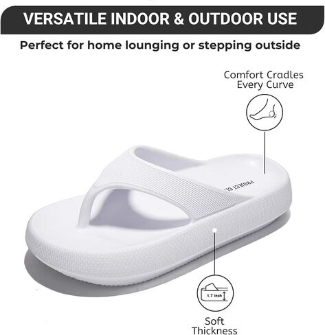 Project Cloud House Slippers Womens Sandals - Non-Slip and Lightweight Recovery Slippers for Women Beach Essentials Water Slides for Women (Pillow Strap, White, 10) in Saudi Arabia