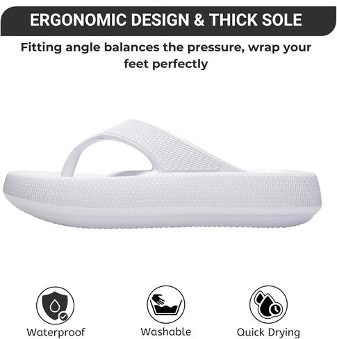 Project Cloud House Slippers Womens Sandals - Non-Slip and Lightweight Recovery Slippers for Women Beach Essentials Water Slides for Women (Pillow Strap, White, 10) in Saudi Arabia
