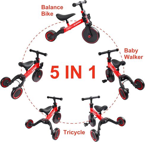 Elantrip 5 in 1 Balance Bike للأطفال من سن 1 إلى 3 سنوات ، أطفال Toddler Thercycle Kids Trikes Trikes ، أفضل ألعاب للبنين والفتاة ، وتدريب التوازن ، والمقعد القابل للتعديل والدواسة القابلة للإزالة in Kuwait